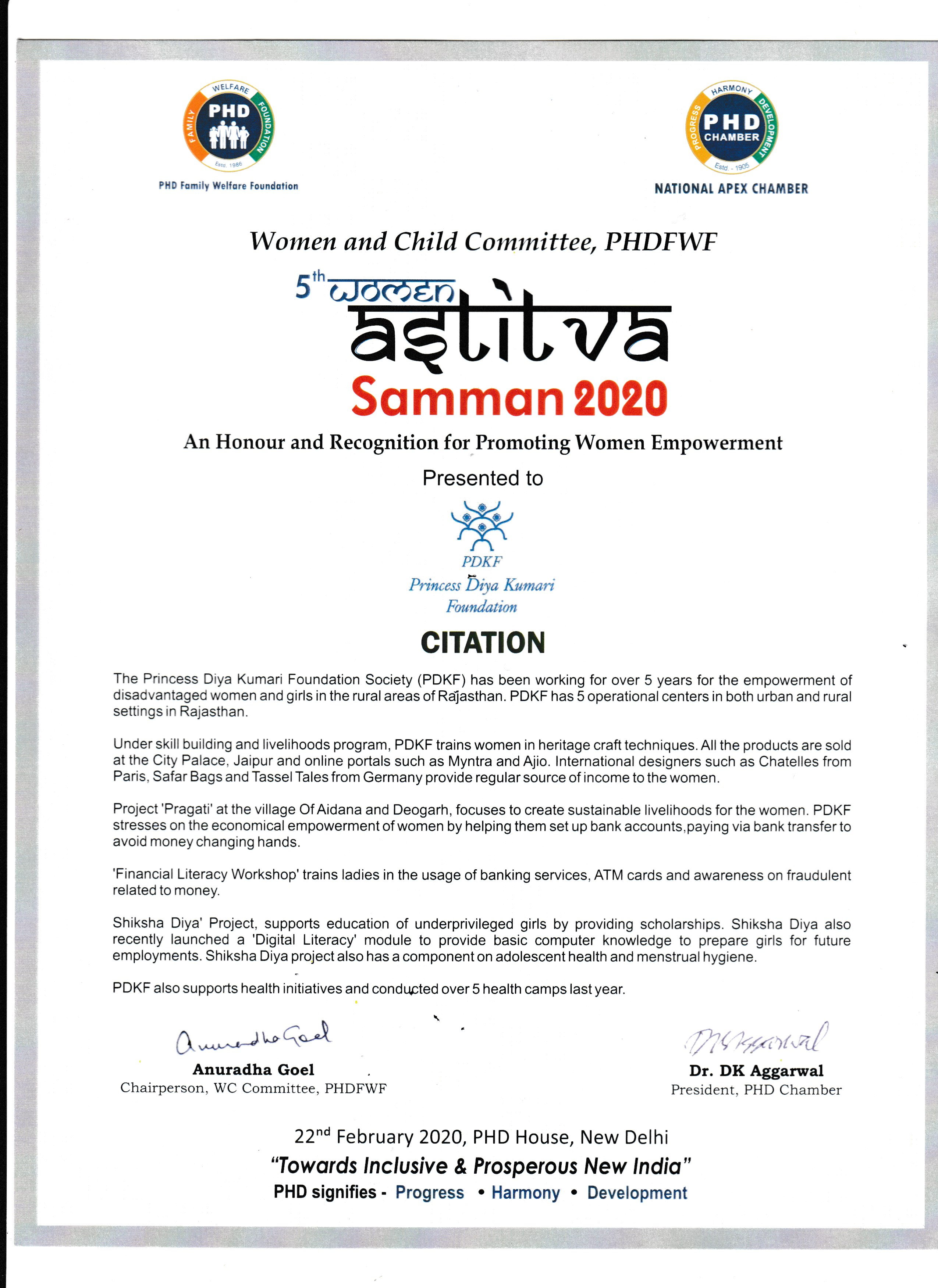 The 5th Women Astitva Samman Award 2020